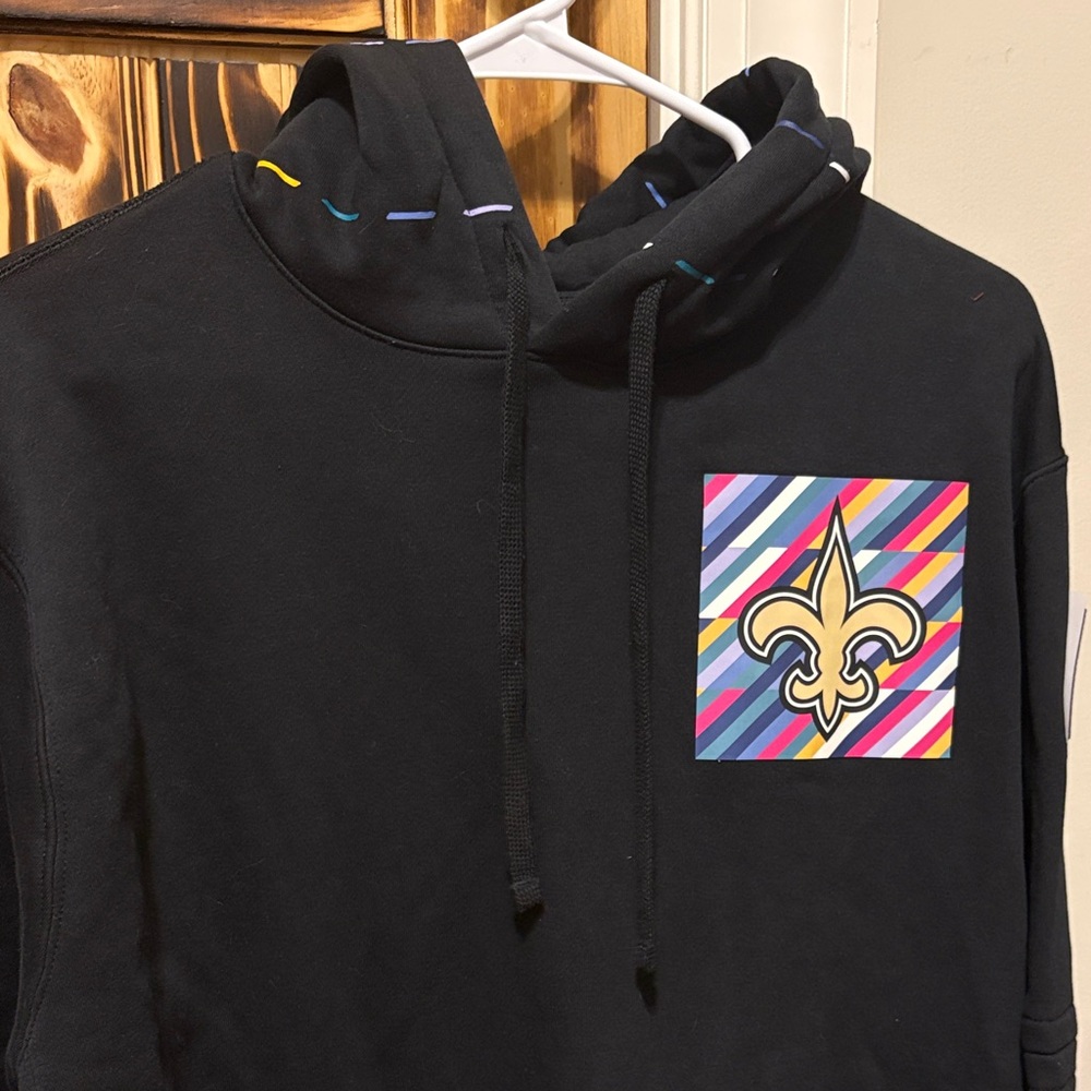NFL Saints Nike  Special Edition Black Hoodie with Multicolor Stripes and Emblem